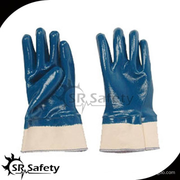 SRSAFETY gant bleu nitrile robuste avec manchette de sécurité